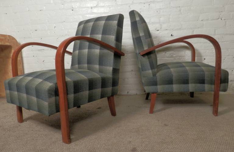 American Mid-Century Modern Chairs w/ Curved Arms
