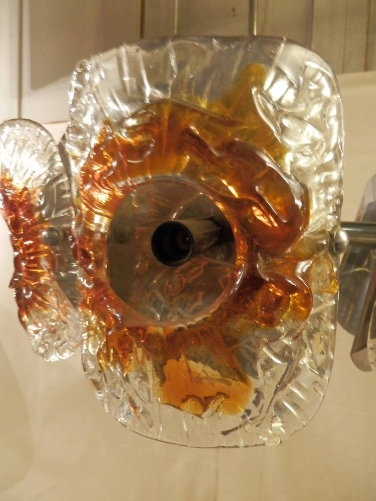 Mid-20th Century Mid-Century Italian Glass Chandelier by Mazzega