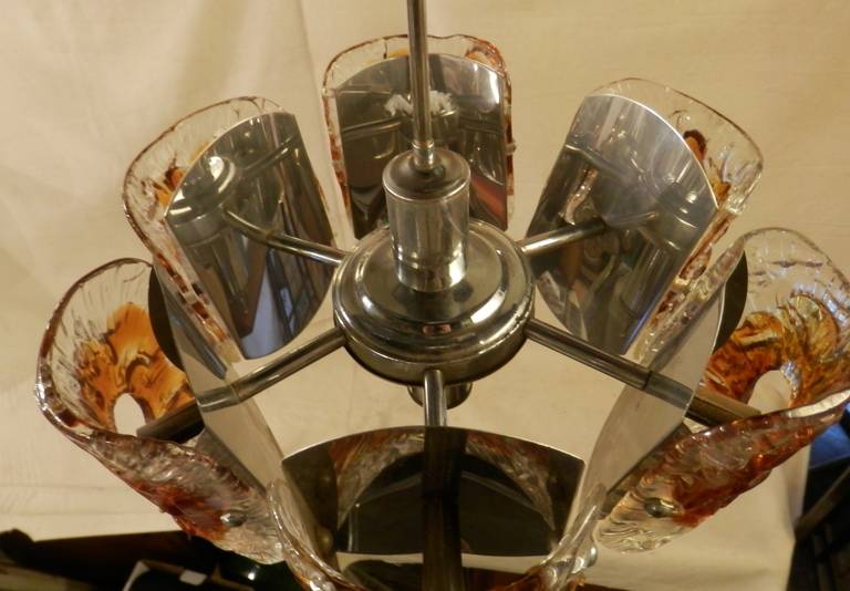 Mid-Century Italian Glass Chandelier by Mazzega 1