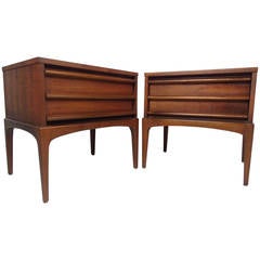 Pair of Mid-Centry Modern Curved Front Night Stands by Lane