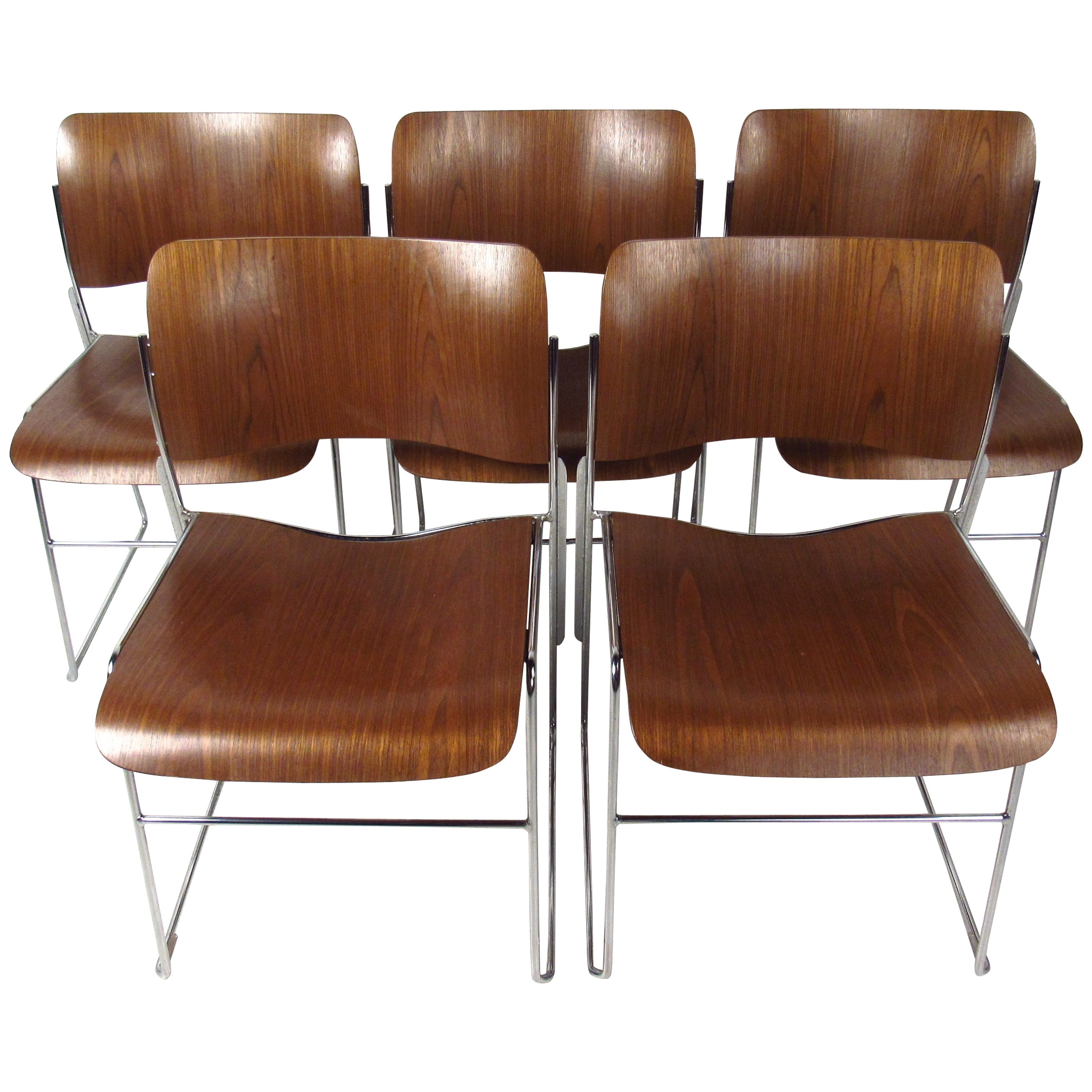 Set of Midcentury 40/4 Stackable Chairs by David Rowland