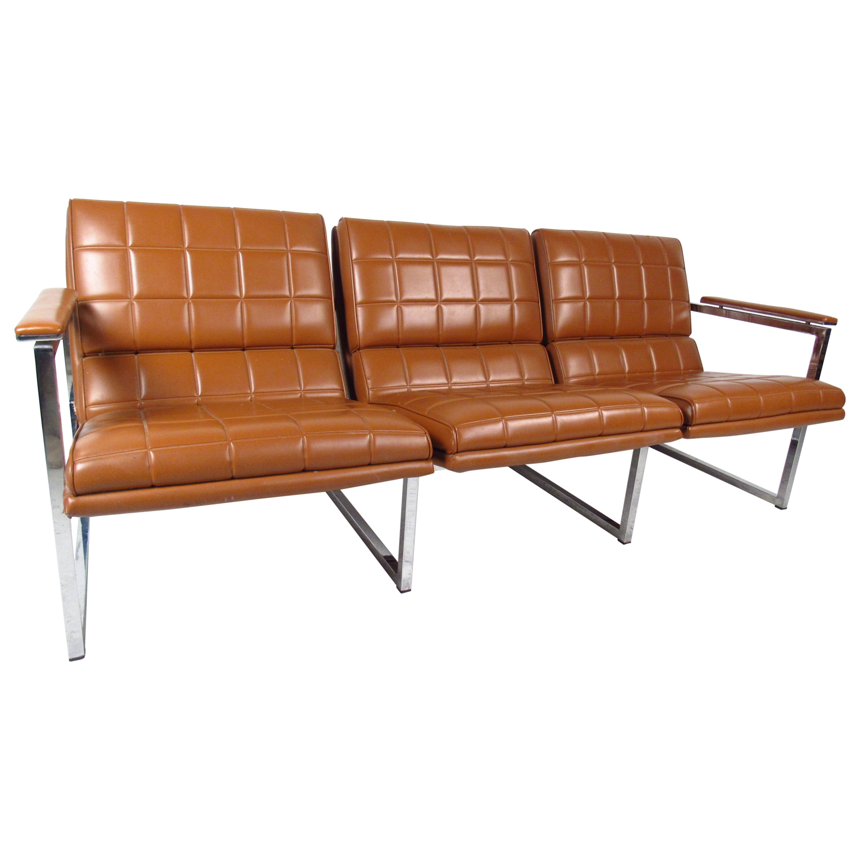 Mid-Century Modern Milo Baughman Style Three-Seat Sofa