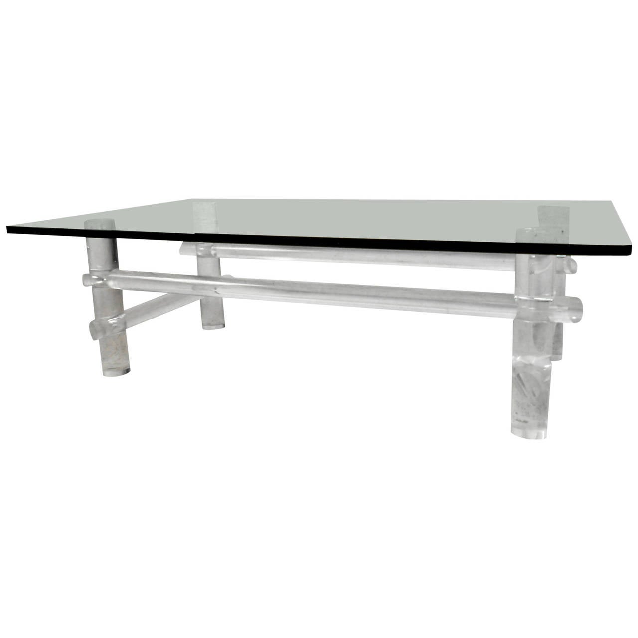 MidCentury Modern Lucite Base Coffee Table by Les Prismatiques For