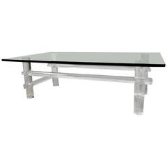 Mid-Century Modern Lucite Base Coffee Table by Les Prismatiques 5