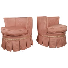 Pair Vintage Club Chairs with Casters
