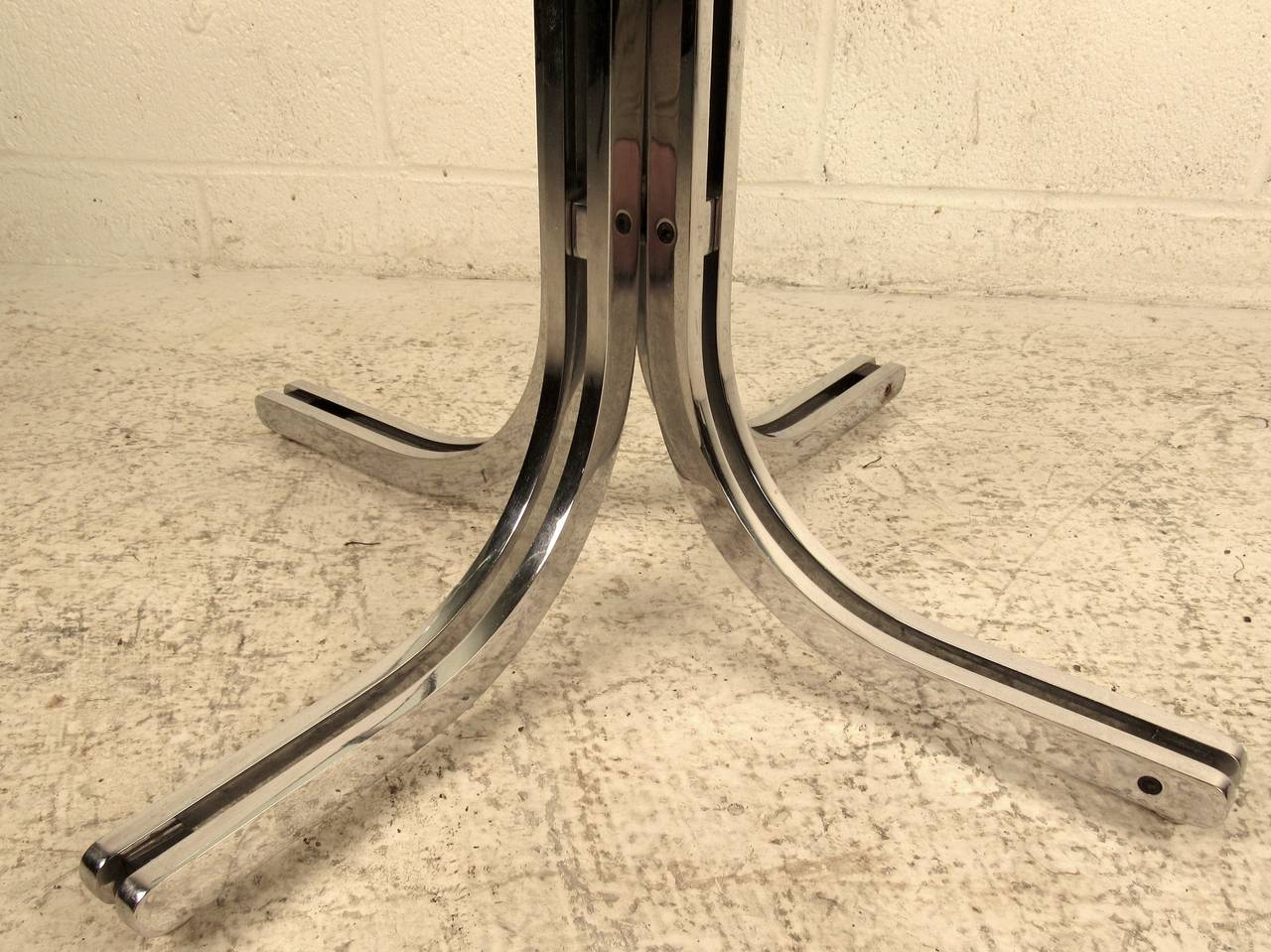 Mid-20th Century Midcentury Chrome Base and Glass-Top End Table For Sale