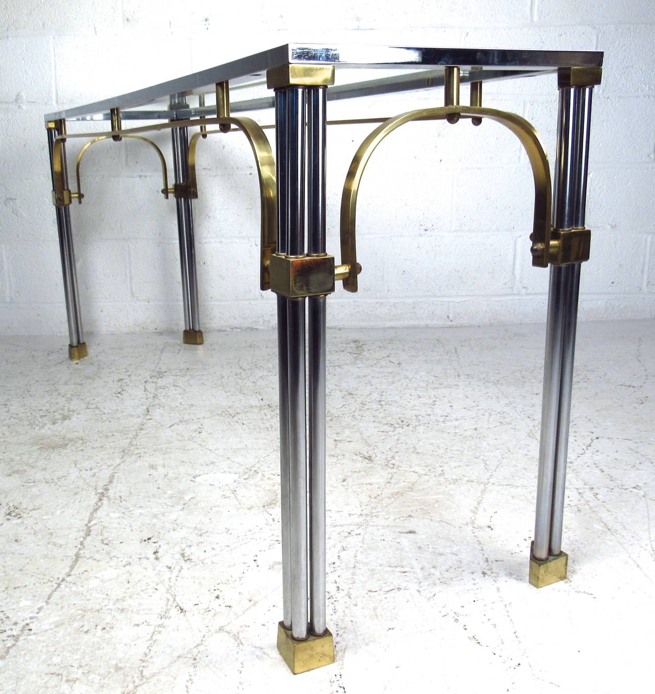 20th Century Mid-Century Modern Hall Table in Chrome and Brass