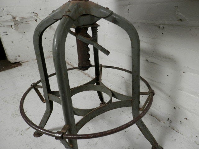 Iron Machine Age Style Adjustable Drafting Stools By Toledo Co.