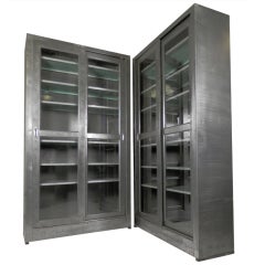Single Industrial Metal Cabinet w/ Sliding Glass Doors