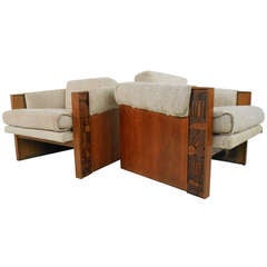 Pair of Brutalist Lounge Chairs