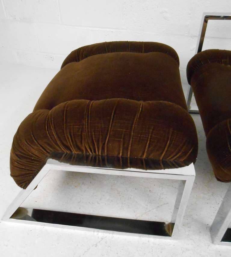 Vintage Lounge Chair with Ottoman after Milo Baughman In Good Condition In Brooklyn, NY