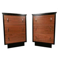 Pair Of Mid-Century Modern Three Drawer Cabinets