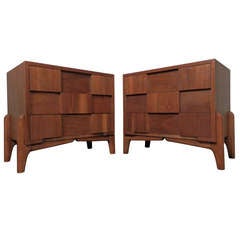 Rare Brutalist Style Nightstands By American Of Martinsville
