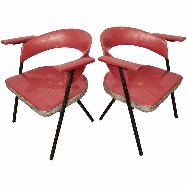 Unique MidCentury Vinyl Arm Chairs For Sale at 1stdibs