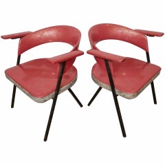 Unique Mid-Century Vinyl Arm Chairs