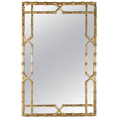 Mid-Century Hollywood Regency Gilded Bamboo Mirror
