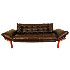 Mid-Century Modern Danish Teak Tufted Sofa by Komfort