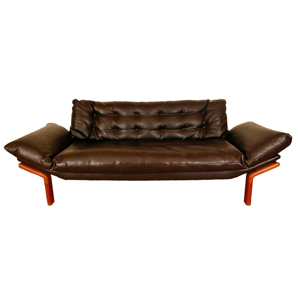 Mid-Century Modern Danish Teak Tufted Sofa by Komfort