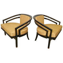 Mid-Century Barrel Back Ebony Chairs