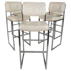 Vintage Set of Five Mid-Century Modern Bar Stools by Chromcraft