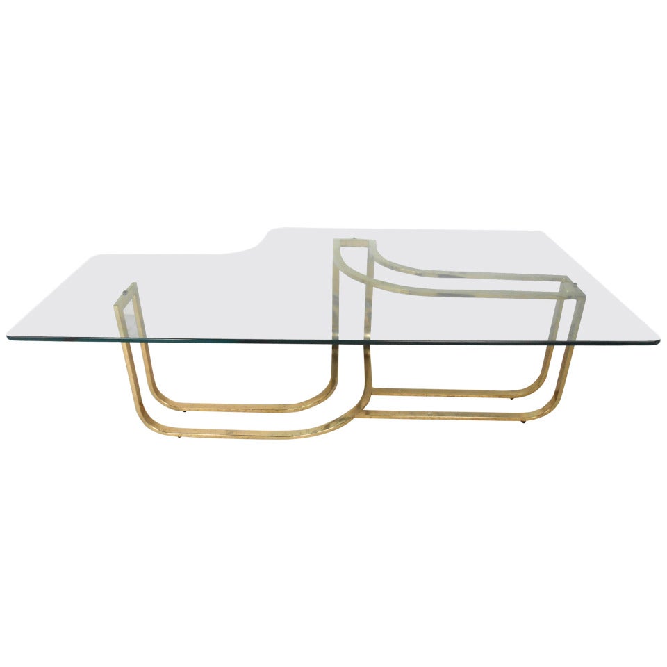 Mid-Century Modern Brass And Glass Coffee Table