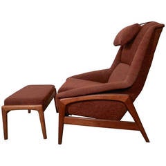 Mid-Century Modern Reclining Chair And Ottoman