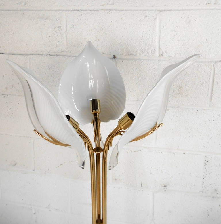 Mid-Century Modern Seguso Style Brass And Murano Glass Floor Lamp 1