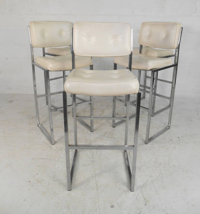 Set of Five MidCentury Modern Bar Stools by Chromcraft at 1stDibs