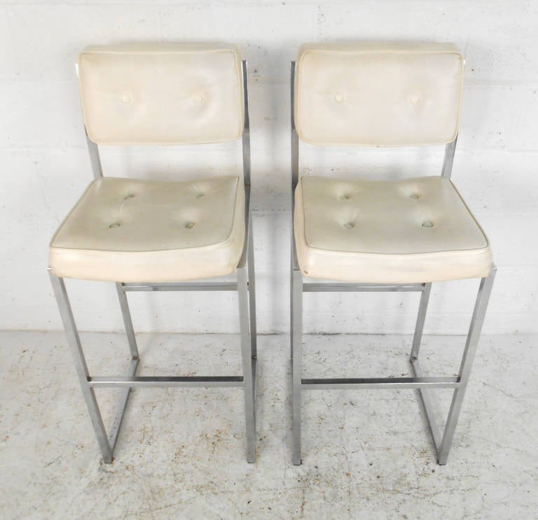 Set of Five MidCentury Modern Bar Stools by Chromcraft at 1stDibs