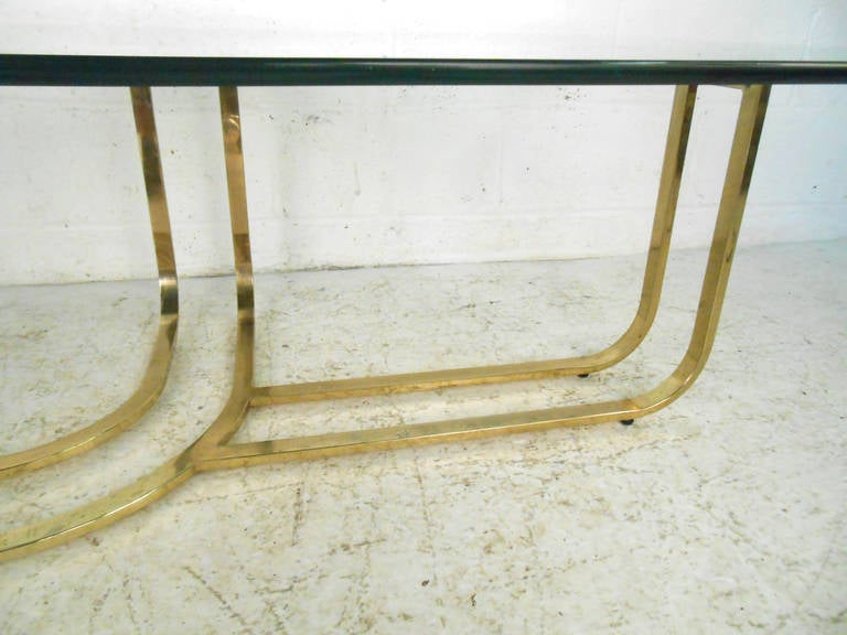Mid-Century Modern Brass And Glass Coffee Table 1