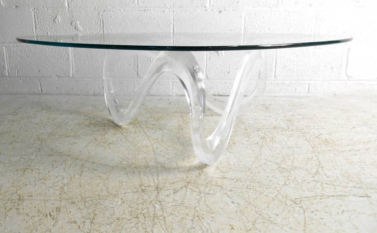 Mid-20th Century Knut Hesterberg Style Lucite Base Coffee Table