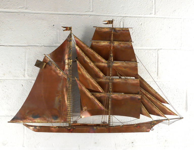 Mid-Century Modern Clipper Ship Wall Sculpture by C. Jere