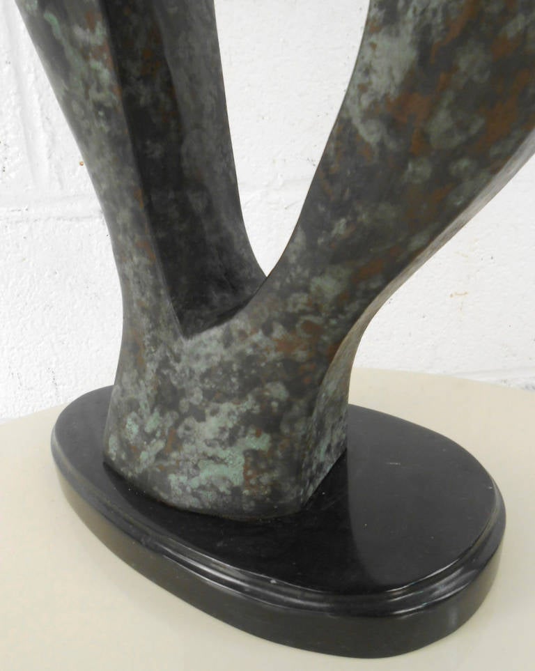 20th Century Unique Mid-Century Modern Bronze Arched Back Cat Sculpture