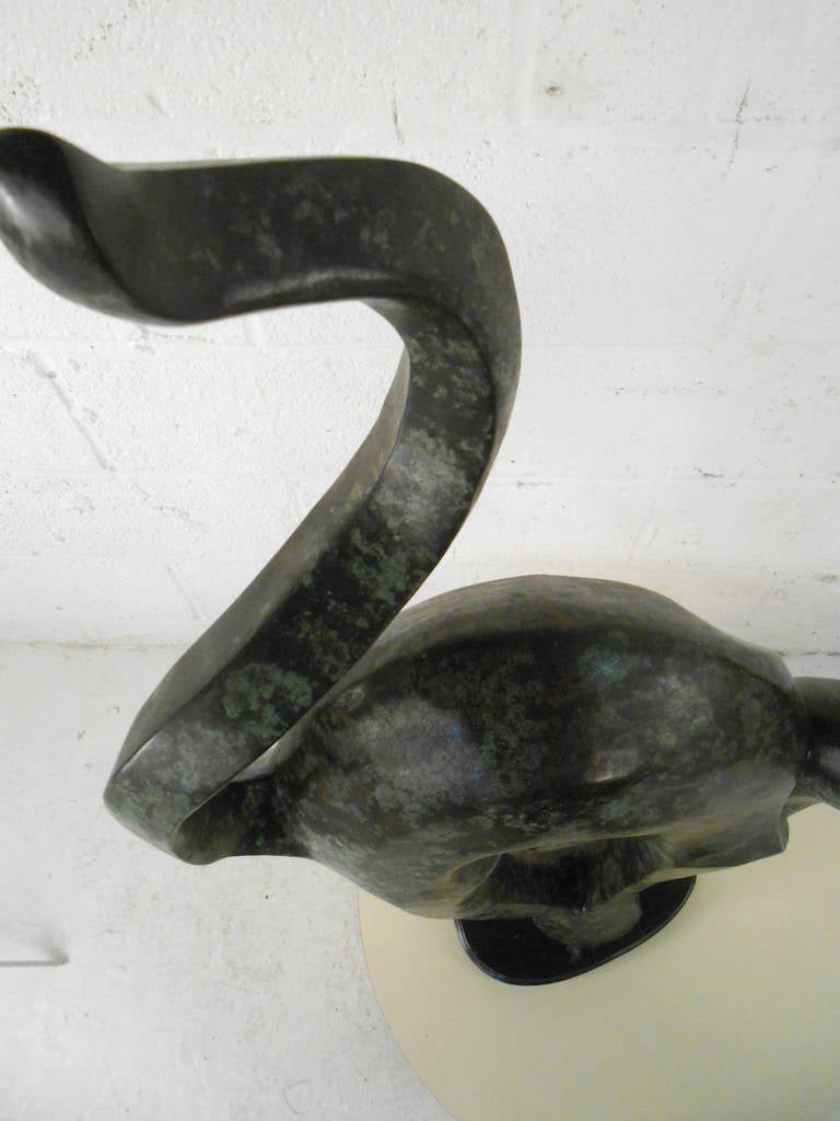 Unique Mid-Century Modern Bronze Arched Back Cat Sculpture 2
