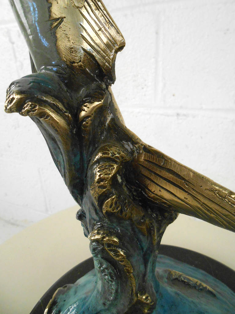 Mid-Century Modern Style Ornate Bronze Marlin Nautical Sculpture 4