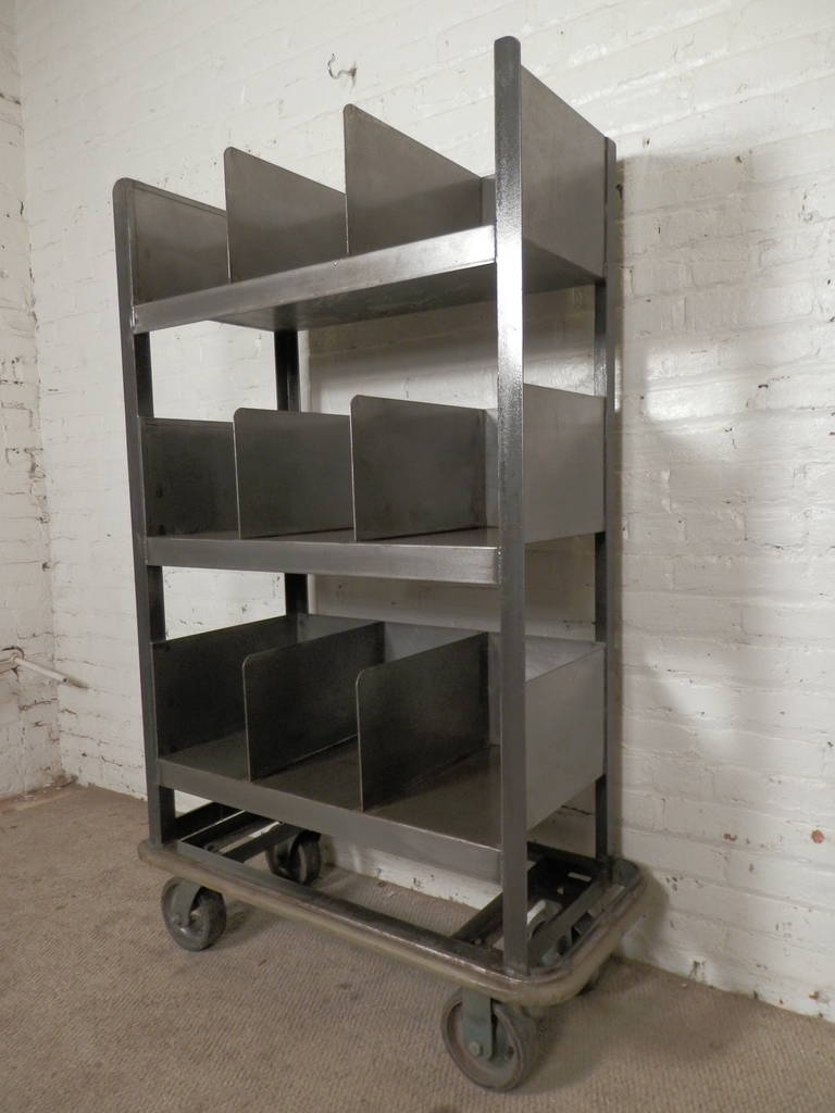 Mid-20th Century Industrial Metal Storage Cart