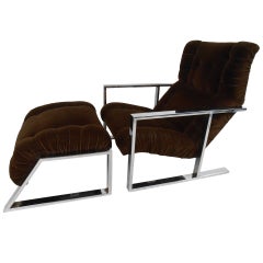Vintage Lounge Chair with Ottoman after Milo Baughman