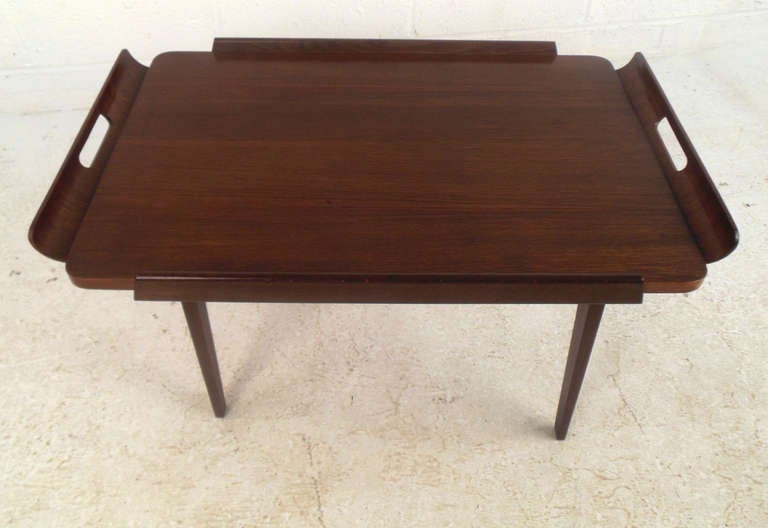 Mid-20th Century Mid-Century Modern Walnut Service Cart with Tray