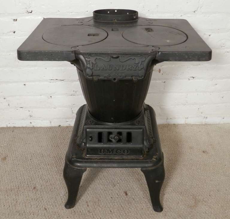 Potbelly cast iron stove made by Union Manufacturing in Pennsylvania.