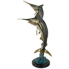 Vintage Mid-Century Modern Style Decorative Bronze Marlin Sculpture