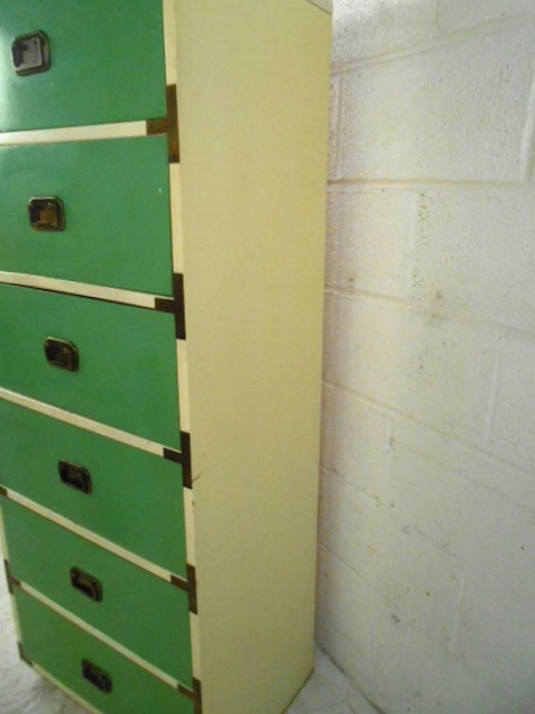 Late 20th Century Mid-Century Modern Campaign Style Chest of Drawers