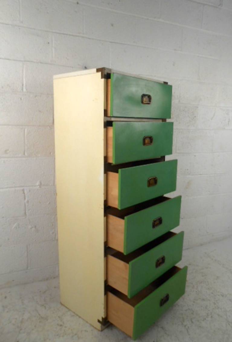 Mid-Century Modern Campaign Style Chest of Drawers In Good Condition In Brooklyn, NY