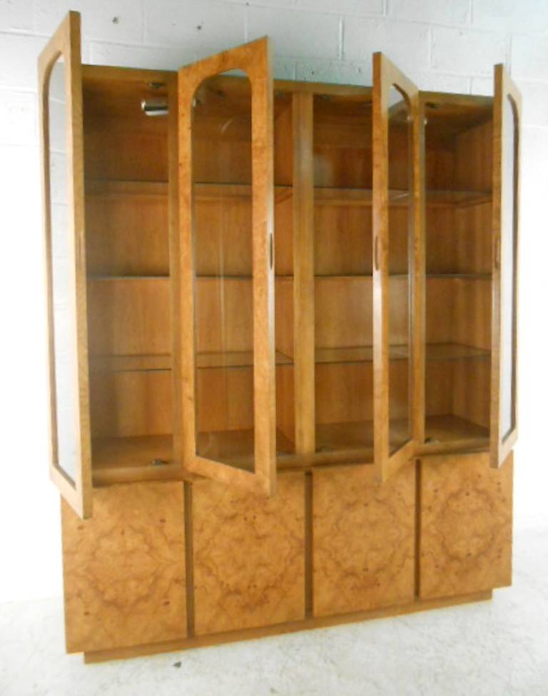 Mid-Century Modern Baughman Style Burlwood Display Cabinet Server for Lane 2