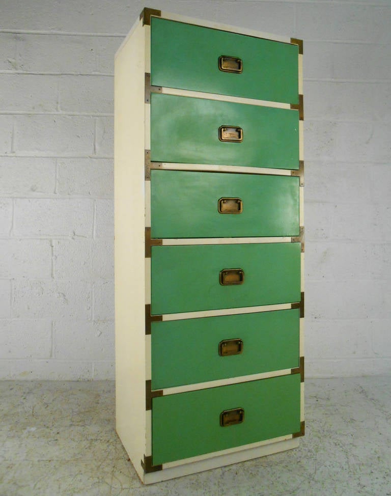 American Mid-Century Modern Campaign Style Chest of Drawers