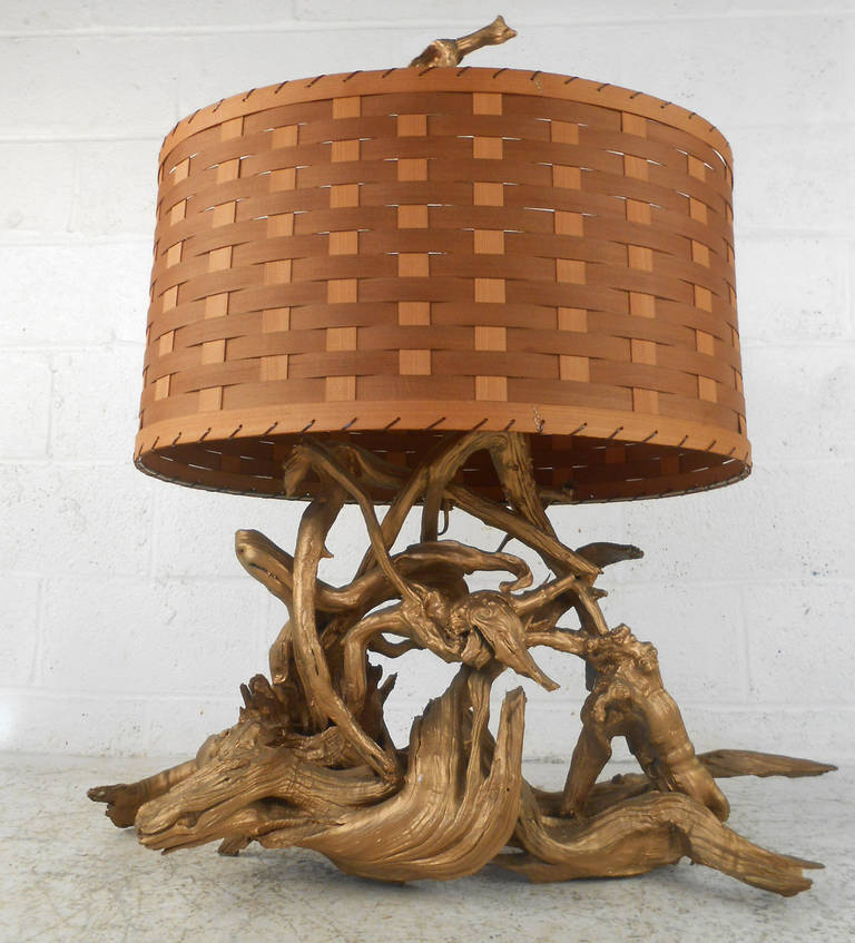 Mid-Century Modern Sculptural Driftwood Table Lamp
