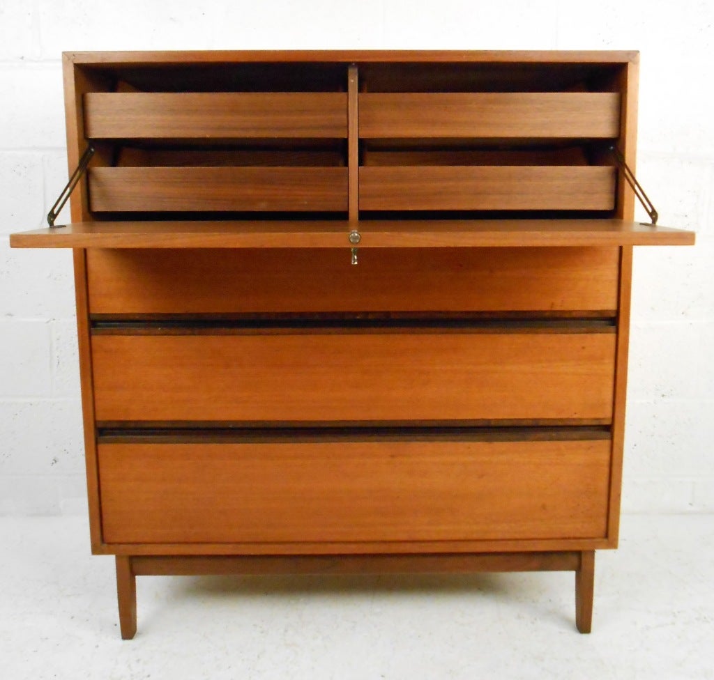 Mid-Century Drop-Front Chest of Drawers