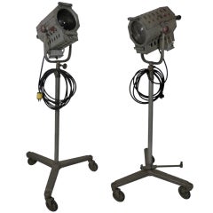 Pair Of Industrial Metal Adjustable Stage Lamps