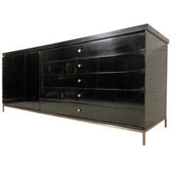 Black Mid Century Modern Credenza By Paul McCobb For Irwin Collection