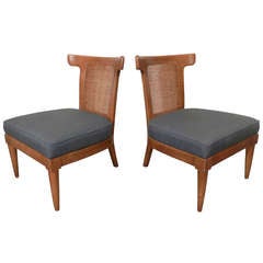 Pair Of Mid-Century Modern Wicker Back Chairs