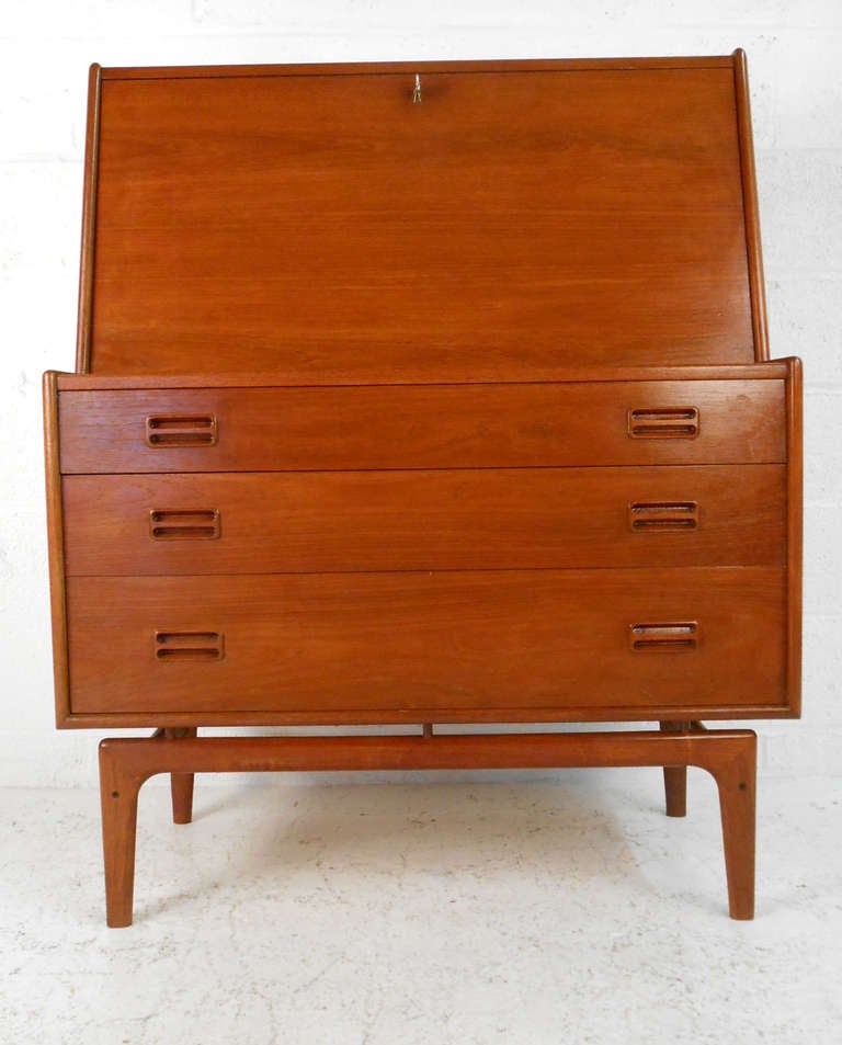 mid century modern drop front desk